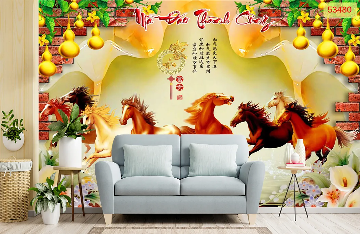 Tranh dán tường mã đáo thành công