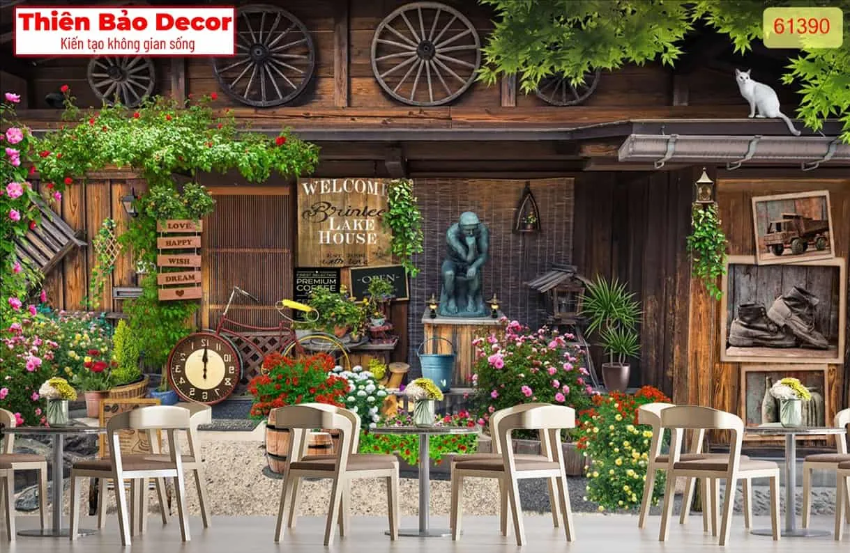 Tranh dán tường quán CAFE