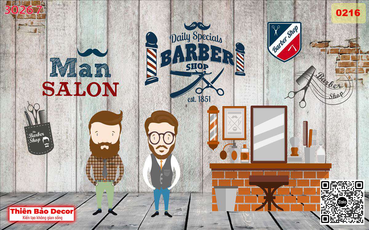 Tranh dán tường Barber shop 1