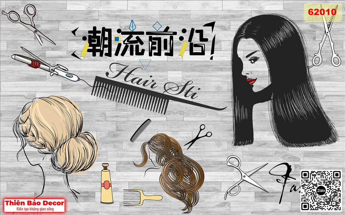 Tranh dán tường Barber shop 1
