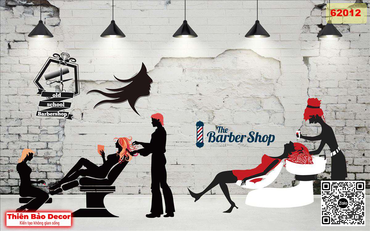 Tranh dán tường Barber shop 1