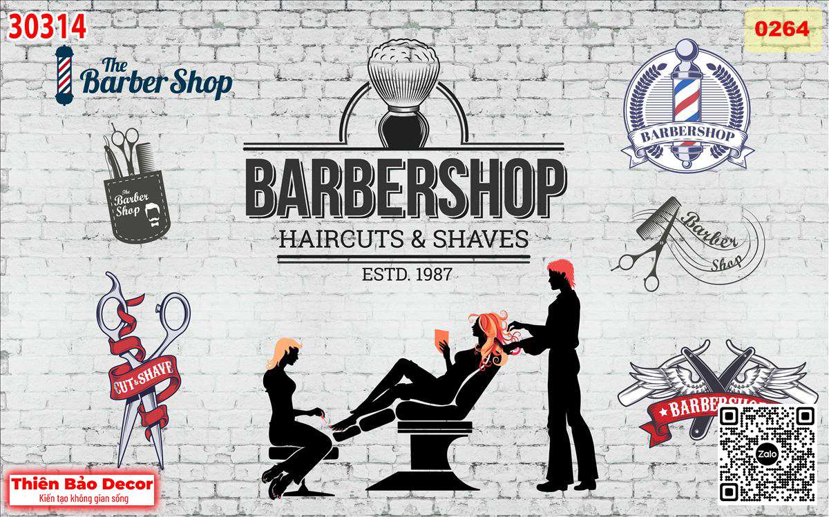 Tranh dán tường Barber shop 1