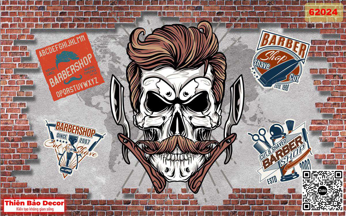Tranh dán tường Barber shop 1