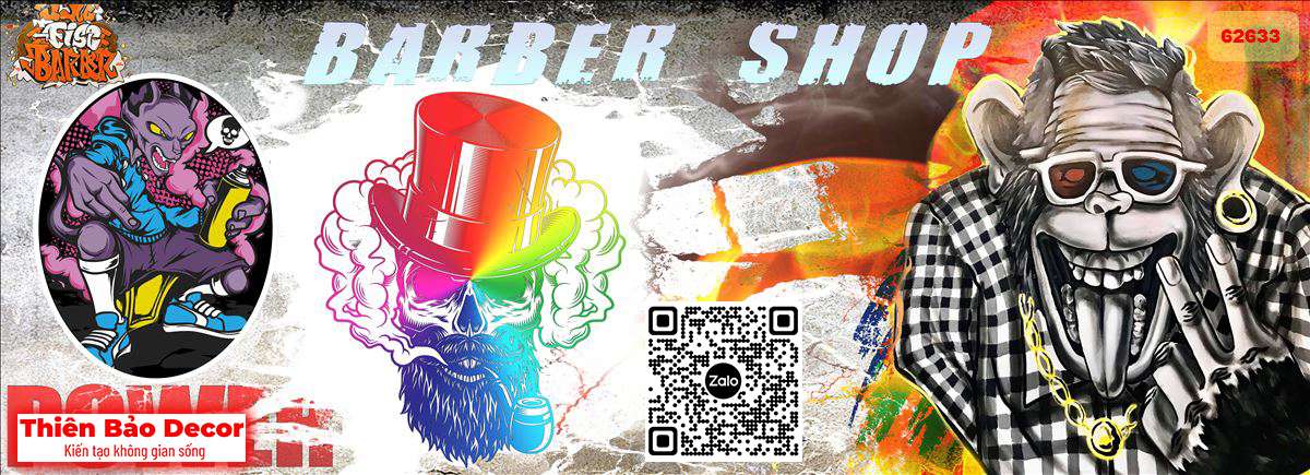 Tranh dán tường Barber shop 1