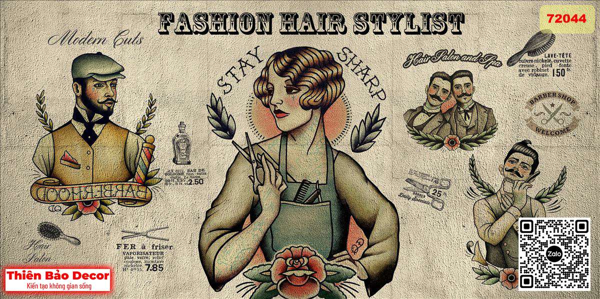Tranh dán tường Barber shop 1