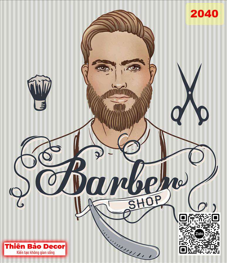 Tranh dán tường Barber shop 1