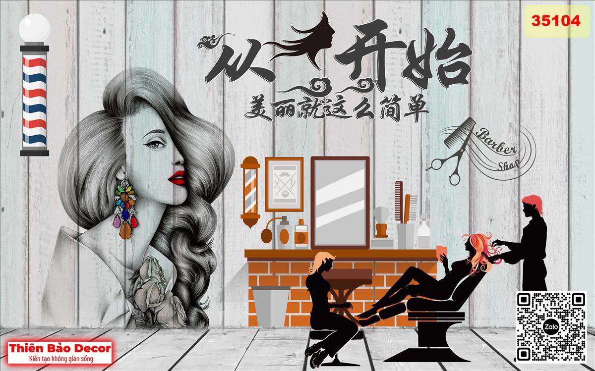 Tranh dán tường Barber shop 1