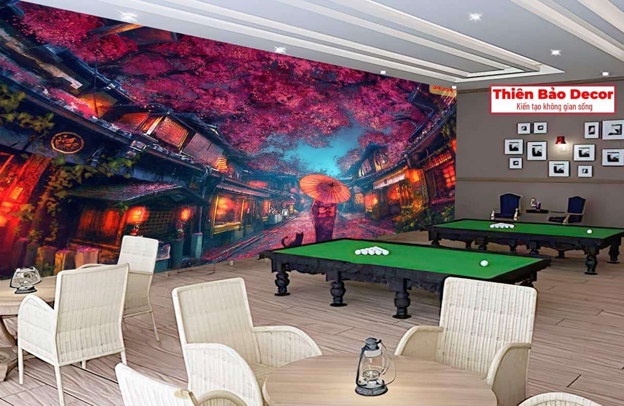 Tranh dán tường quán bida 01