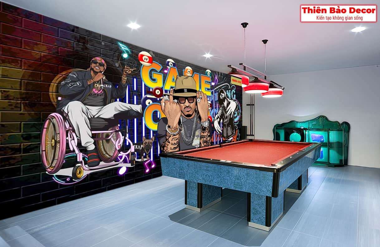 Tranh dán tường quán bida 01