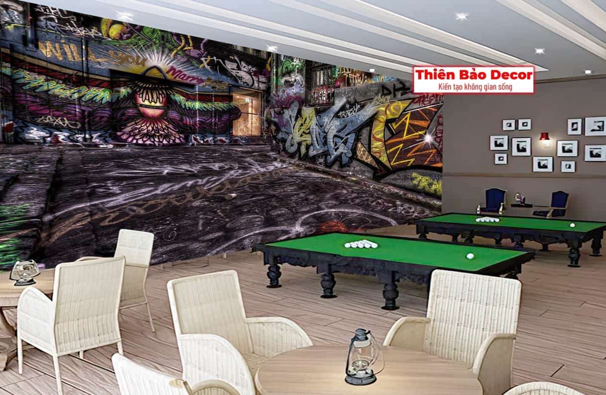 Tranh dán tường quán bida 01
