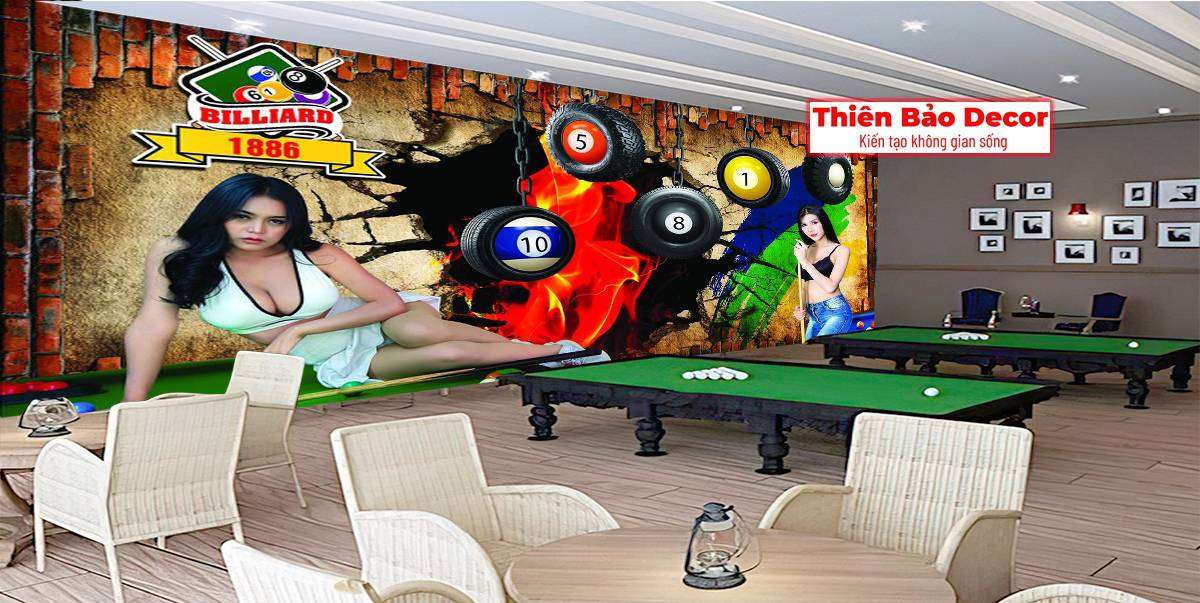 Tranh dán tường quán bida 01