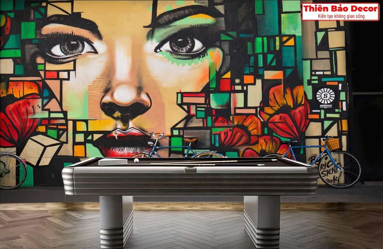 Tranh dán tường quán bida 01