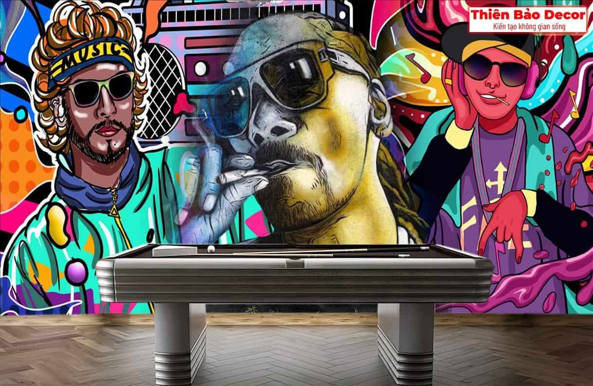 Tranh dán tường quán bida 01