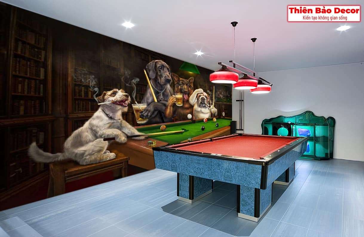 Tranh dán tường quán bida 01