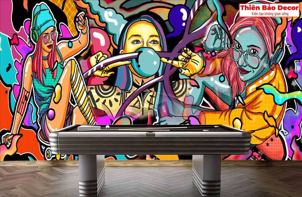 Tranh dán tường quán bida 01