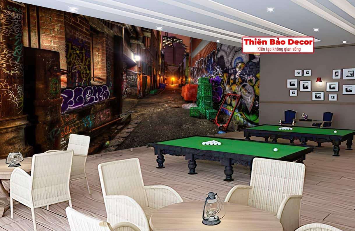 Tranh dán tường quán bida 01