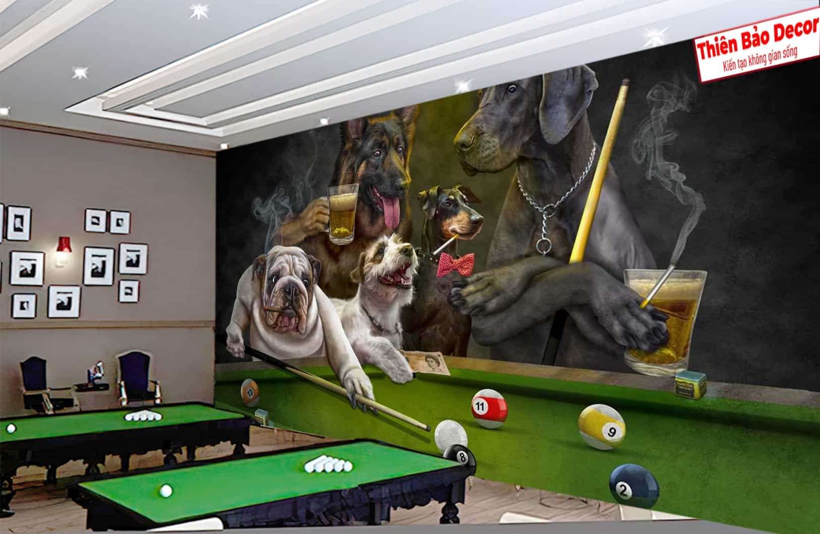 Tranh dán tường quán bida 01
