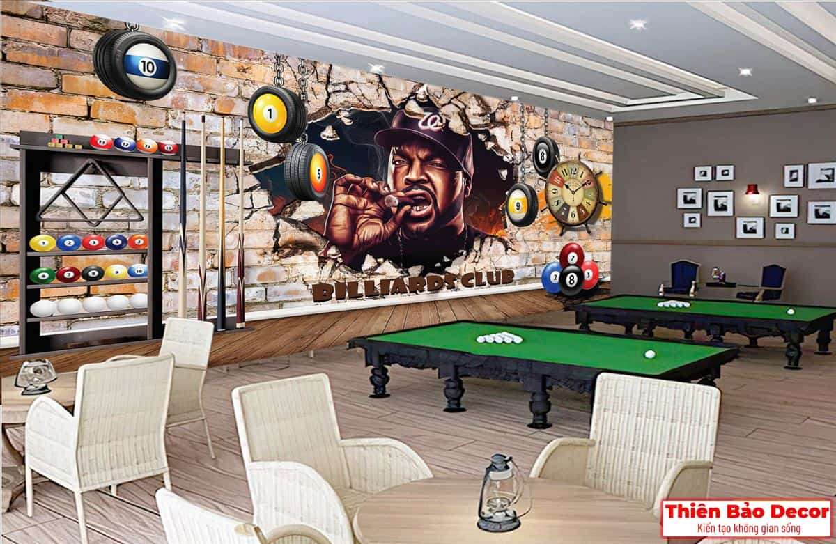 Tranh dán tường quán bida 01
