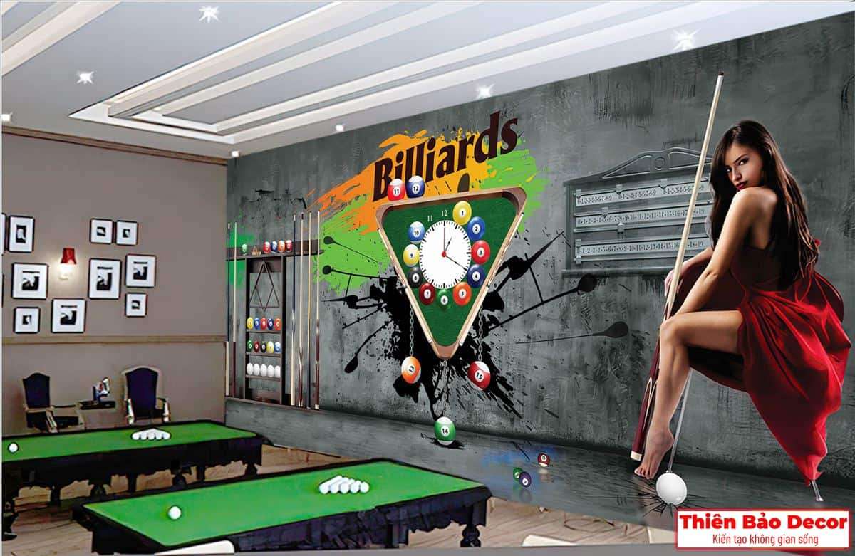 Tranh dán tường quán bida 01