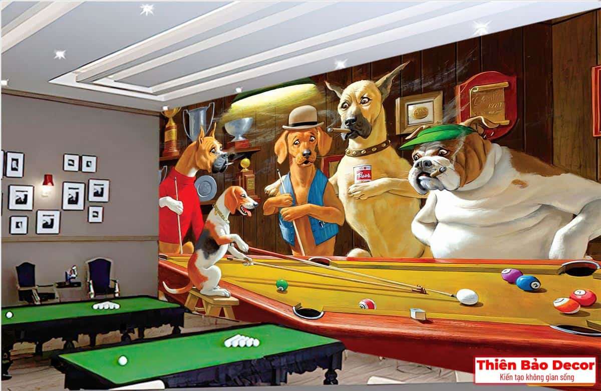 Tranh dán tường quán bida 01