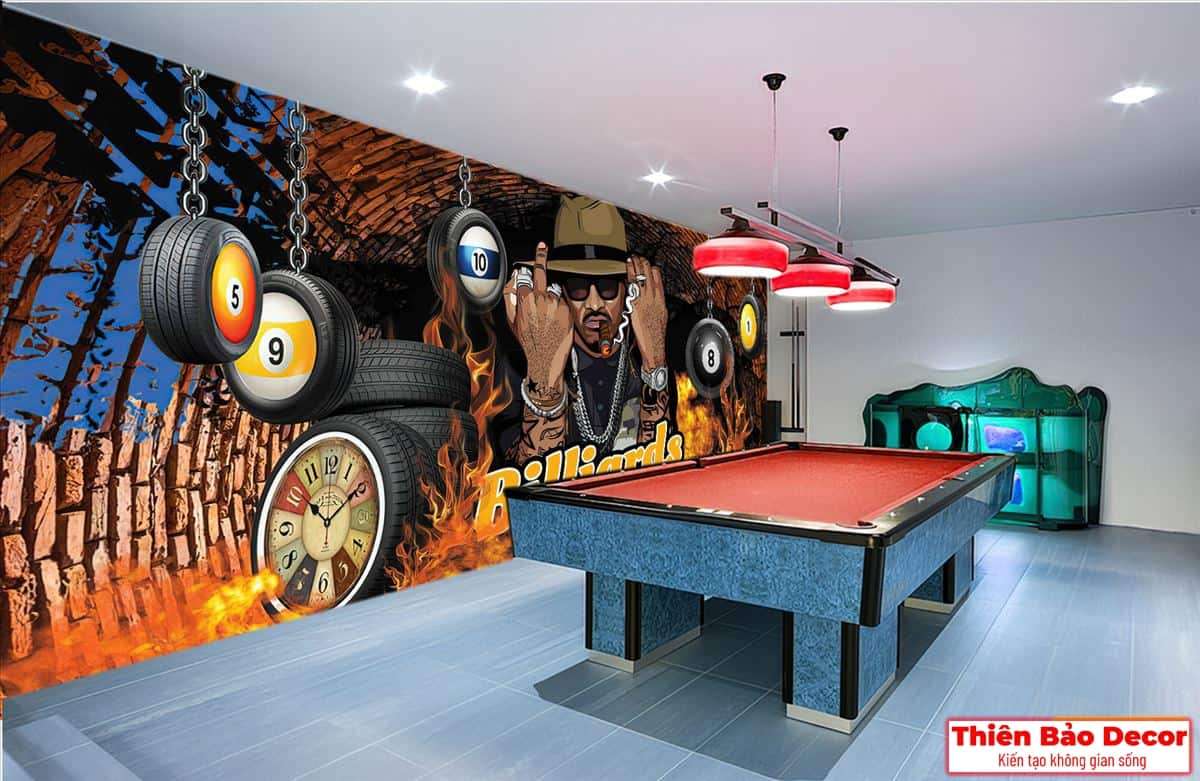 Tranh dán tường quán bida 01