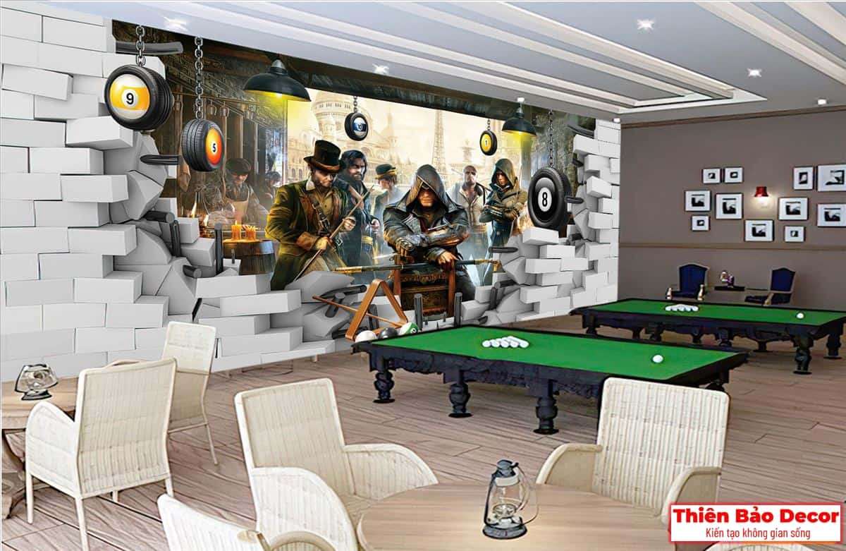 Tranh dán tường quán bida 01