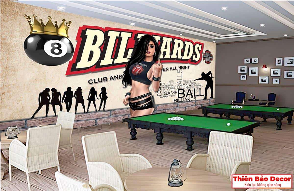 Tranh dán tường quán bida 01