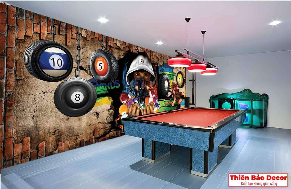 Tranh dán tường quán bida 01