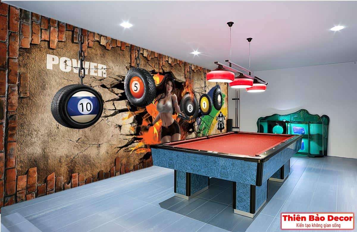 Tranh dán tường quán bida 01