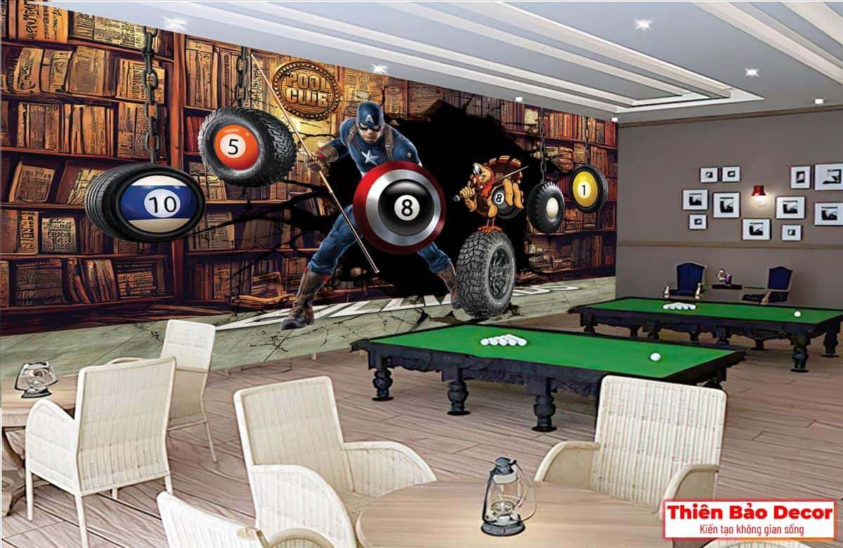 Tranh dán tường quán bida 01