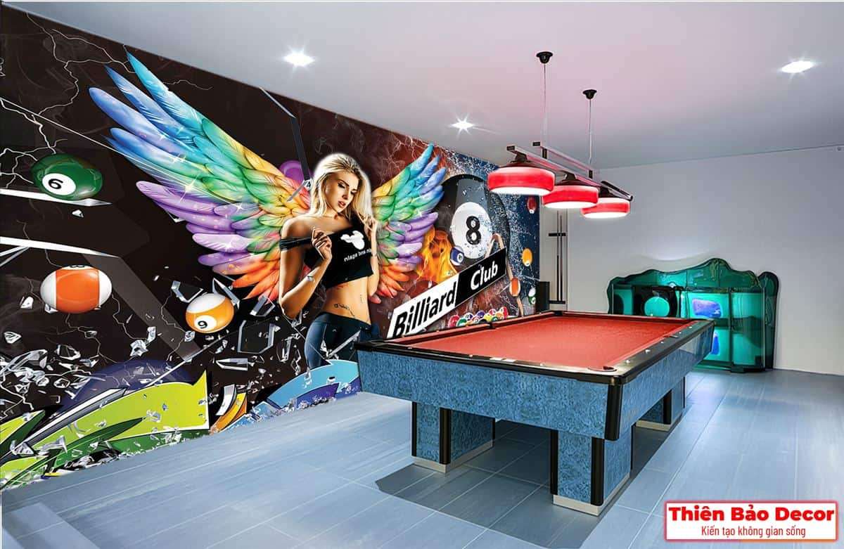 Tranh dán tường quán bida 01