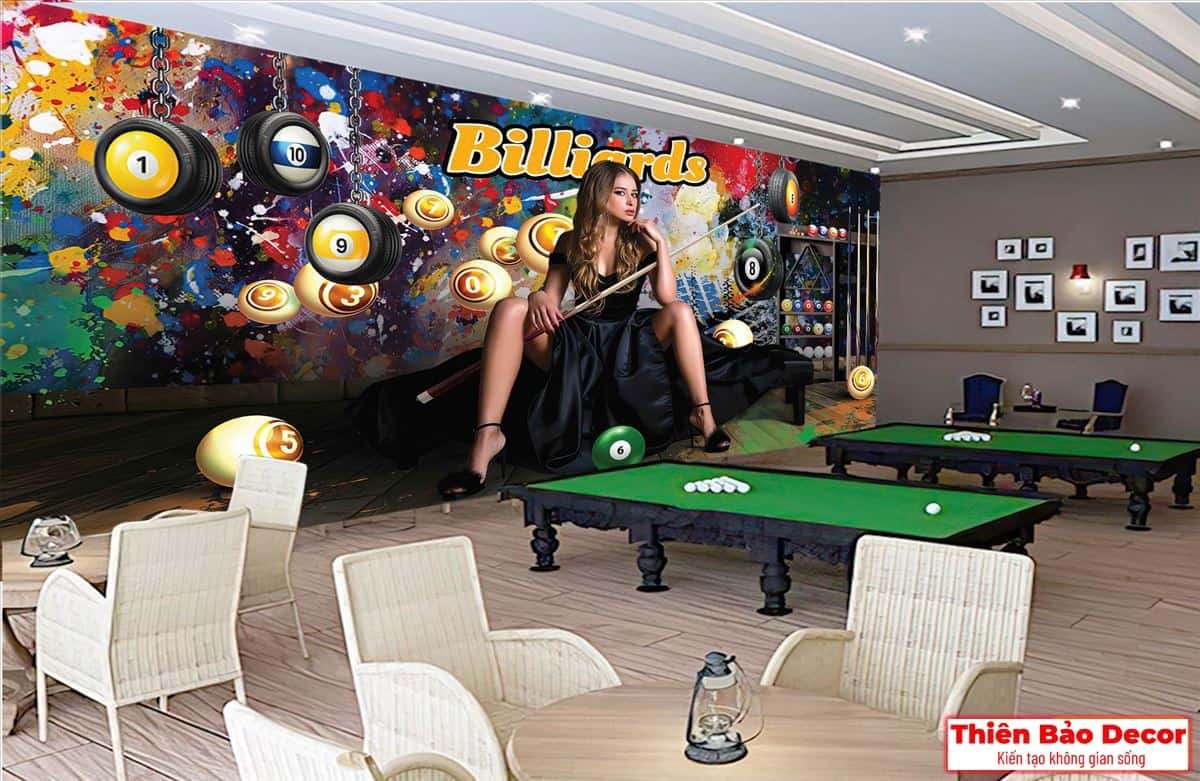 Tranh dán tường quán bida 01
