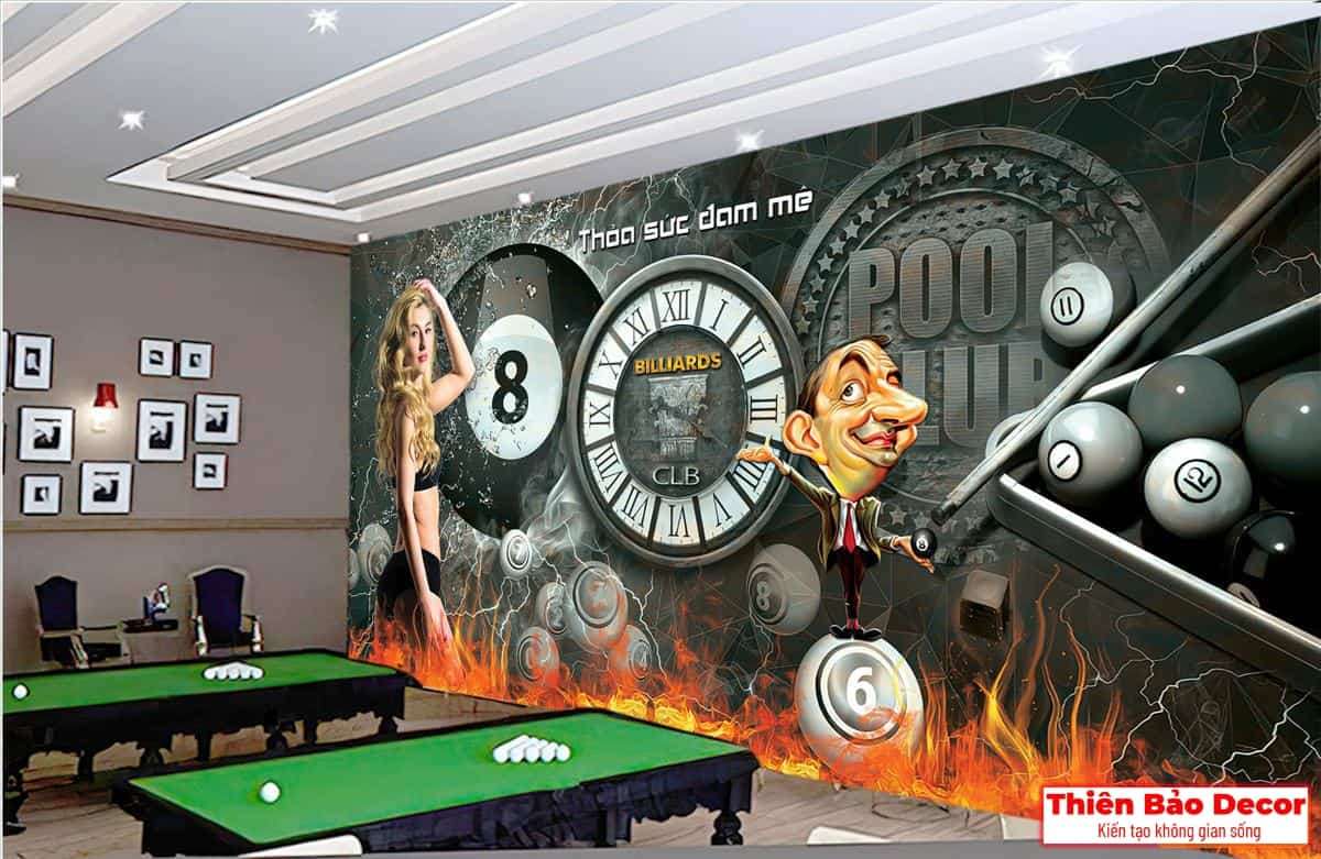 Tranh dán tường quán bida 01