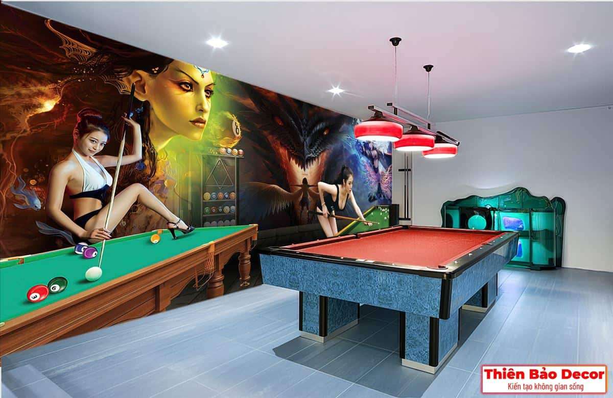Tranh dán tường quán bida 01