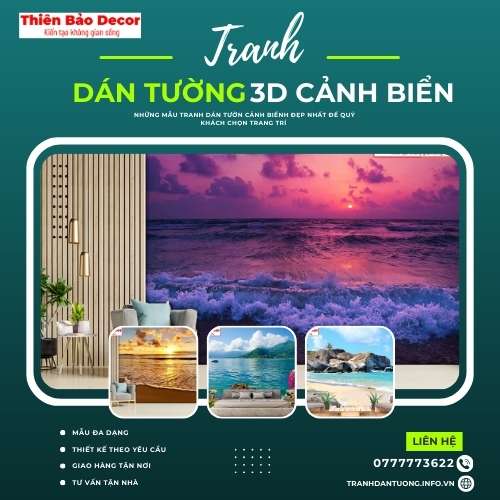 Tranh dán tường 3D cảnh biển