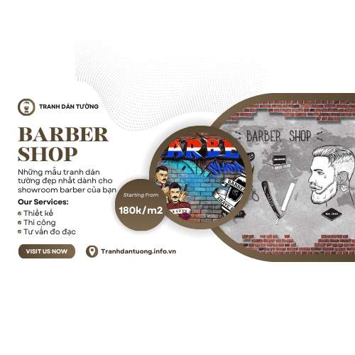Tranh dán tường Barber shop