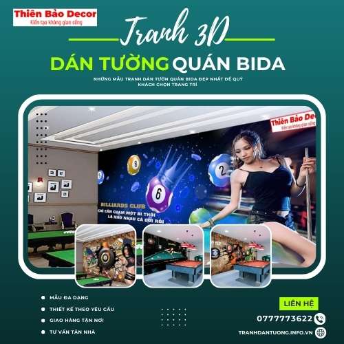 Tranh dán tường quán bida