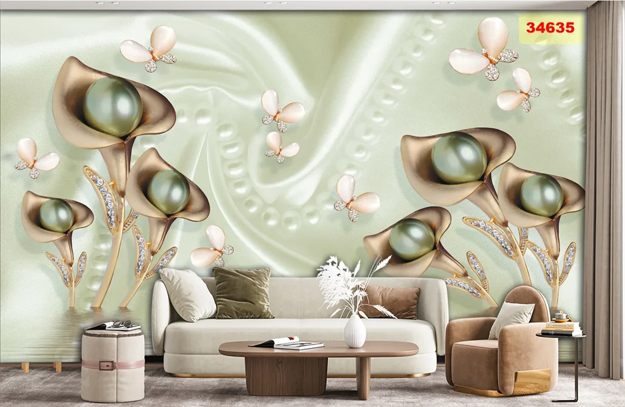 Tranh dán tường hoa 3D mới nhất 2024