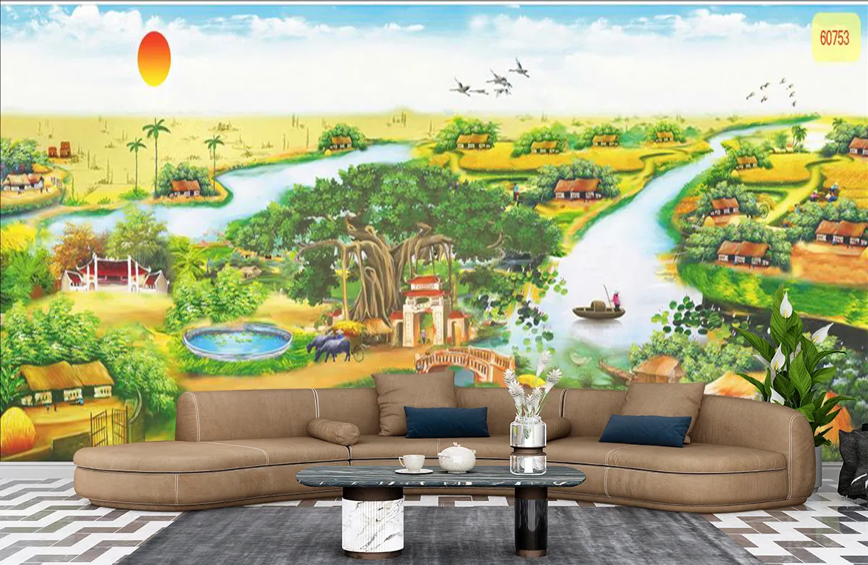 Tranh dán tường đồng quê