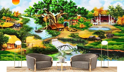 Tranh dán tường đồng quê